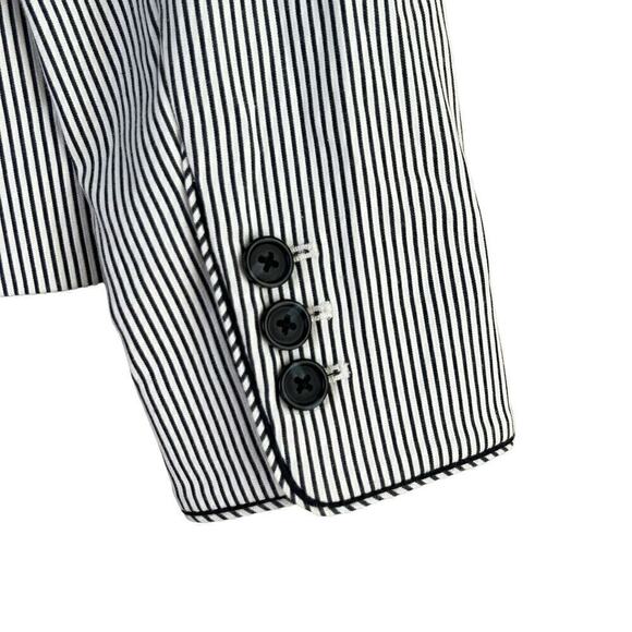 Talbots‎ Stripe Piped Blazer Jacket in Black and White Cotton Stretch, Size 4 - Picture 11 of 14